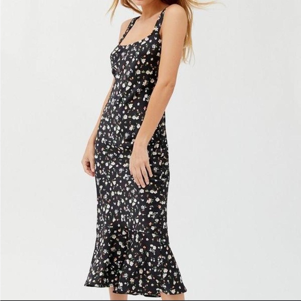 Urban Outfitters Black Floral Satin Dress